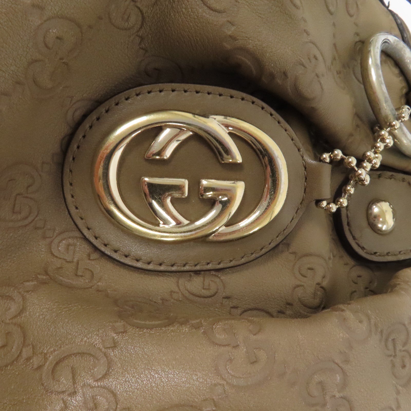 GUCCI 牛皮皮革2 Way Shoulder銀扣手挽肩背兩用袋啡色