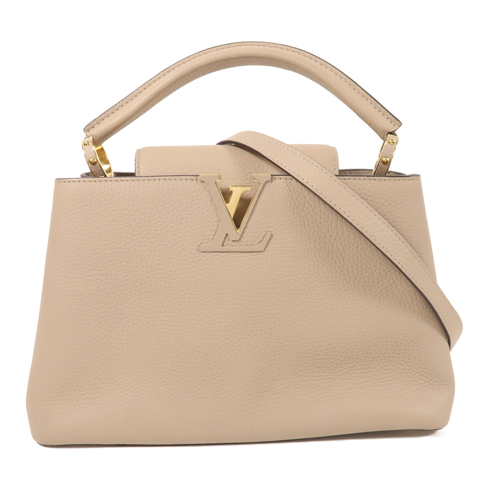 LOUIS VUITTON 牛皮皮革Capucines MM金扣手挽肩背兩用袋