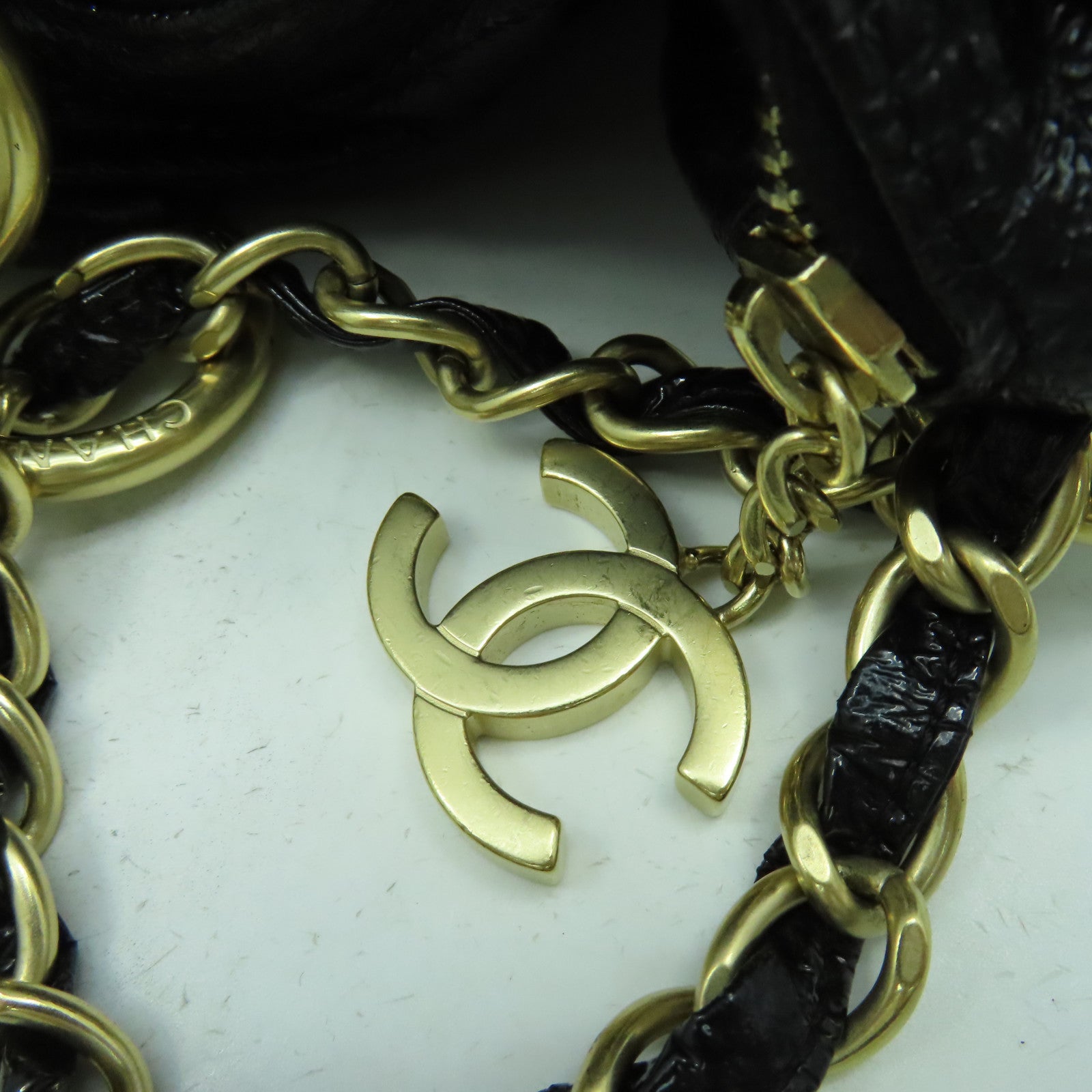 CHANEL 【激減優惠】菱格羊皮皮革Chain Shoulder金扣鏈帶肩背袋黑色