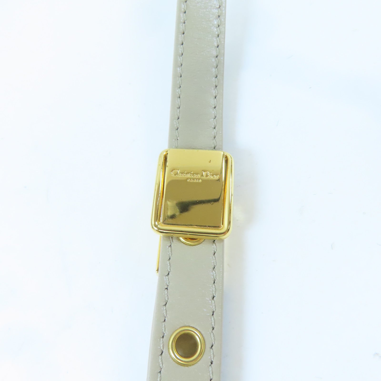 Dior 【激減優惠】羊皮皮革Caro金扣鏈帶肩背袋米色