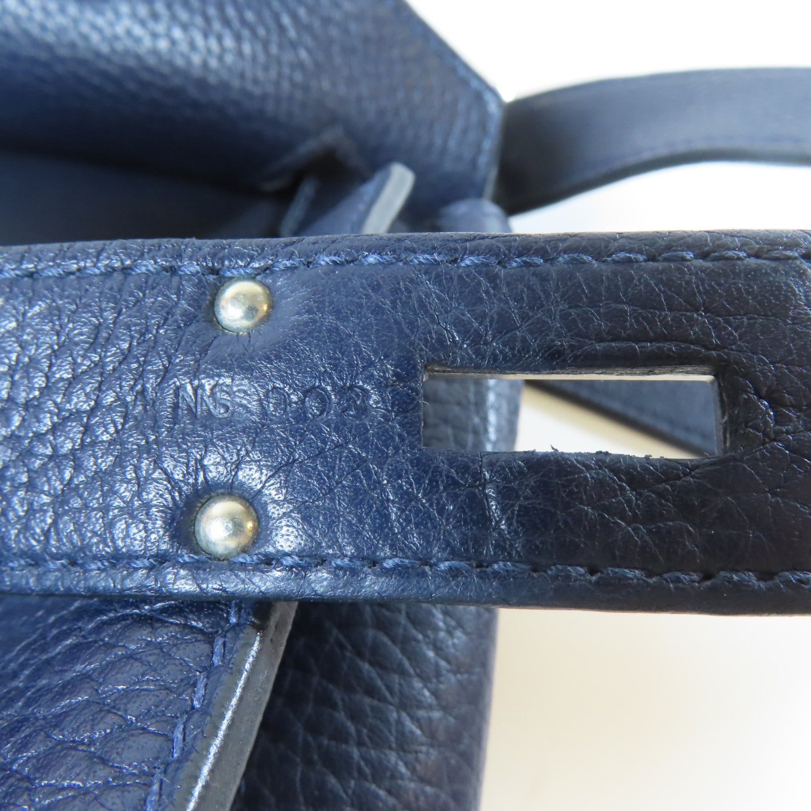 HERMES 【激減優惠】Clemence皮革Jypsiere 31銀扣肩背袋深夜藍色