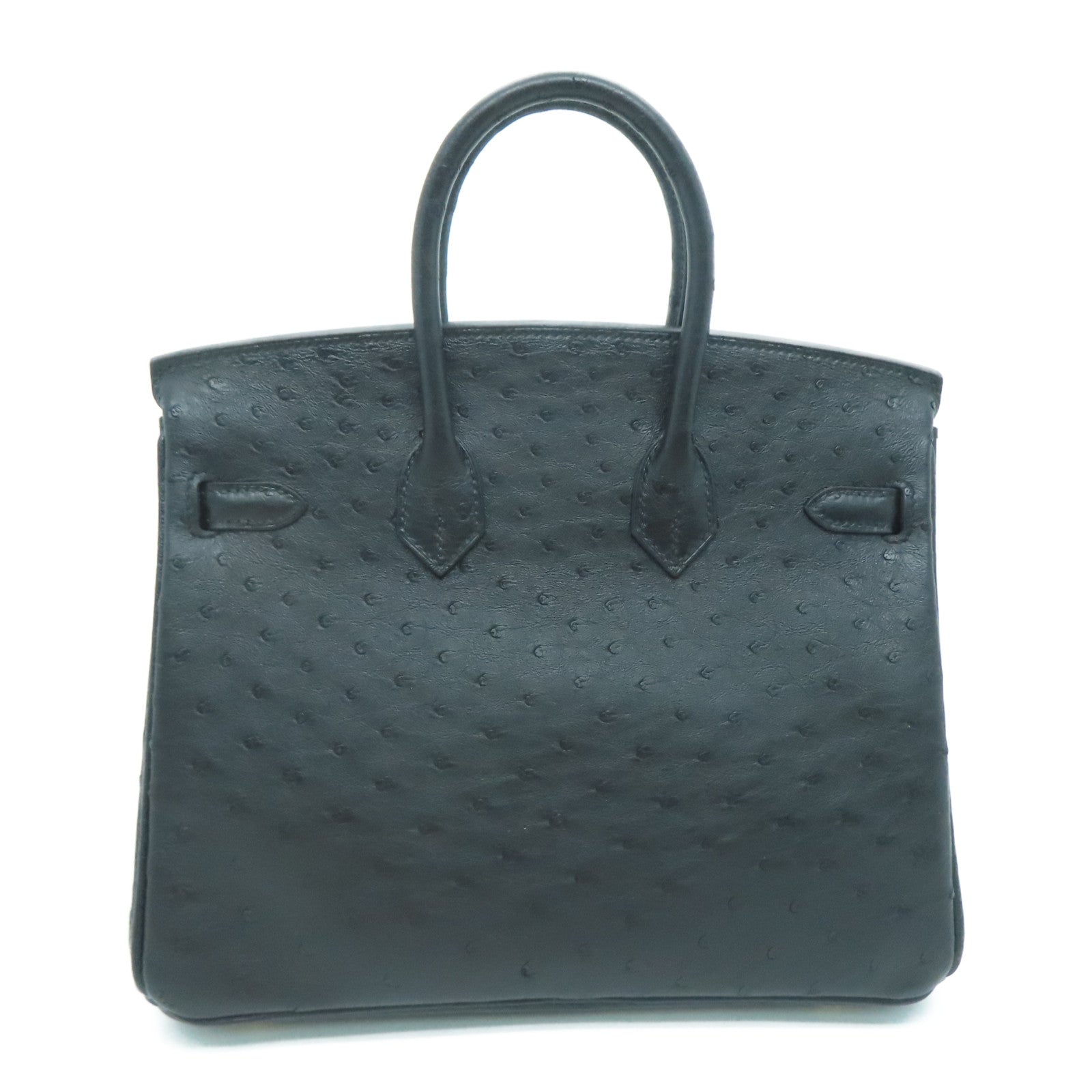 HERMES Ostrich皮革Birkin 25金扣手挽袋Noir/黑色