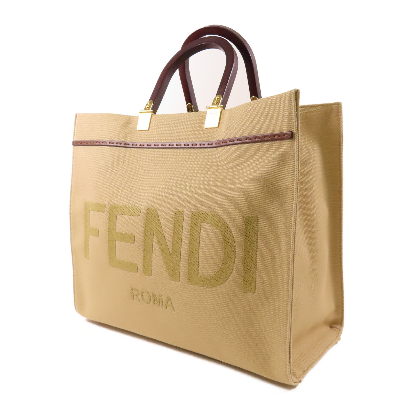FENDI 【激減優惠】帆布Sunshine Medium金扣手挽肩背兩用袋
