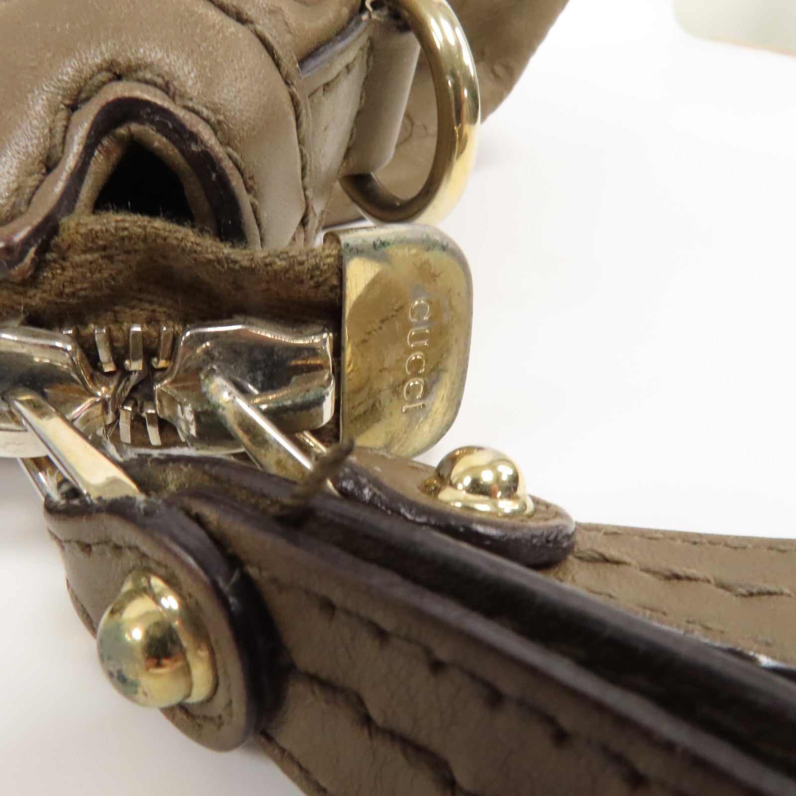 GUCCI 牛皮皮革2 Way Shoulder銀扣手挽肩背兩用袋啡色