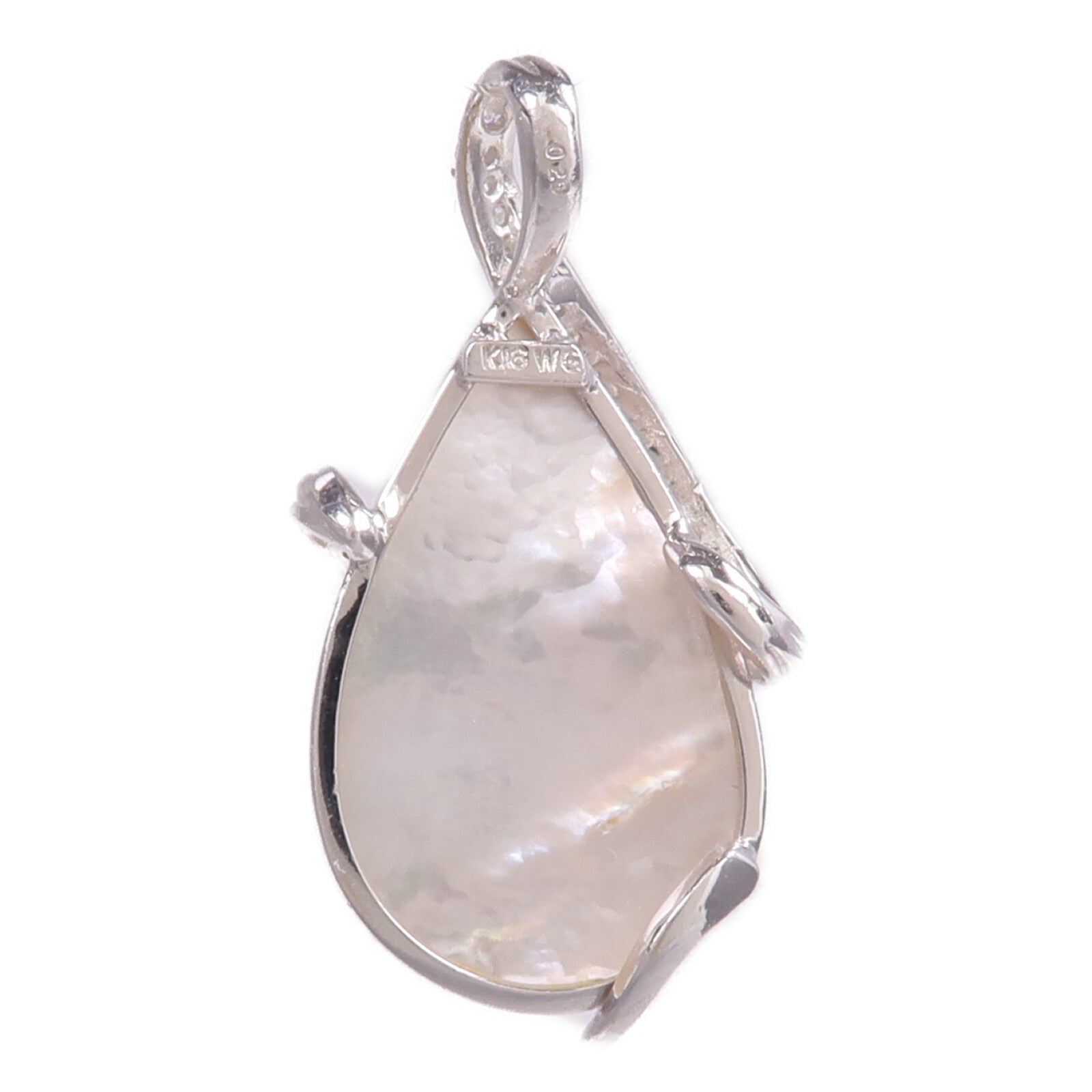 JEWELRY 18K白金Mother Of Pearl Diamond Pendant Top珍珠母貝/鑽石吊墜