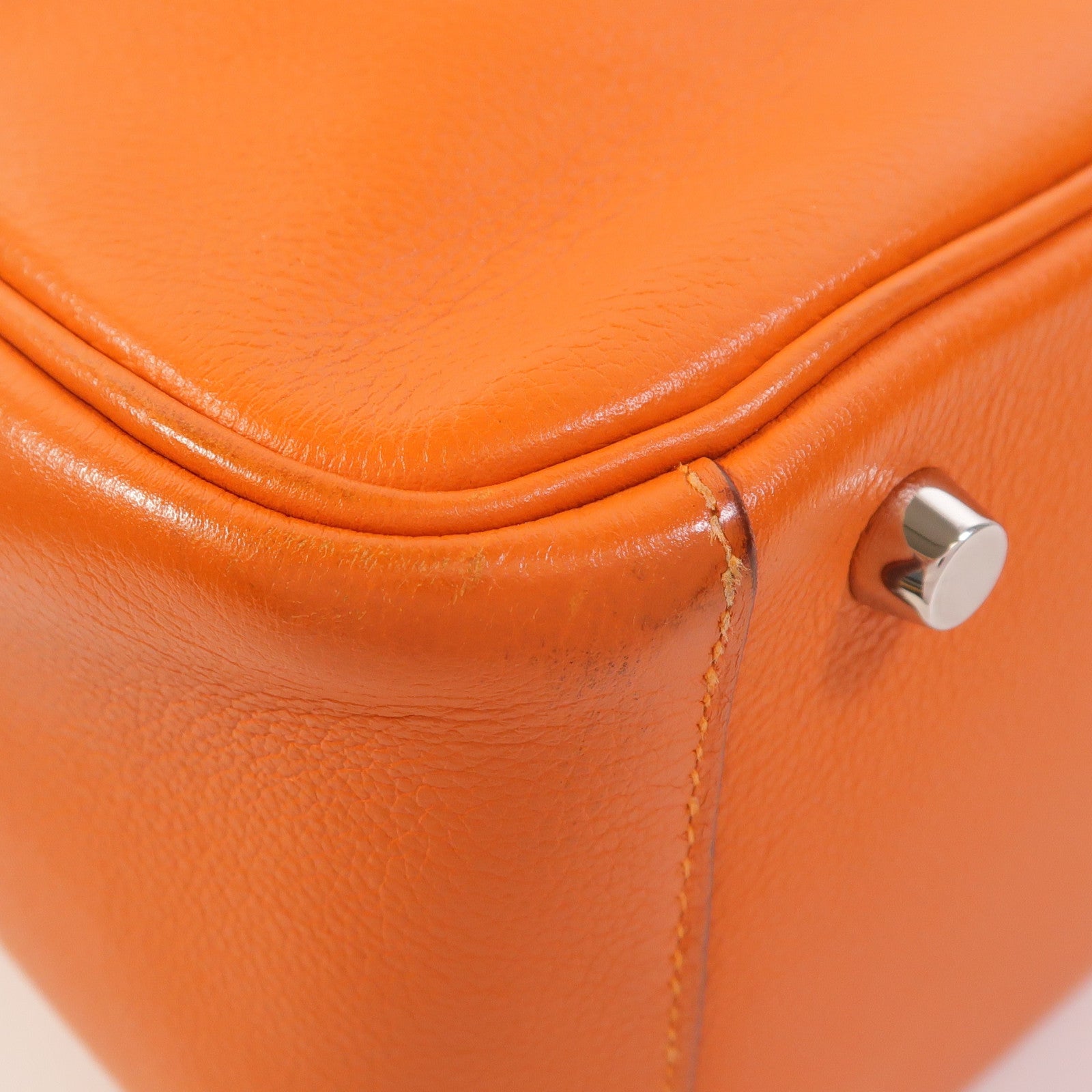 HERMES Clemence皮革Lindy 30銀扣手挽肩背兩用袋Orange