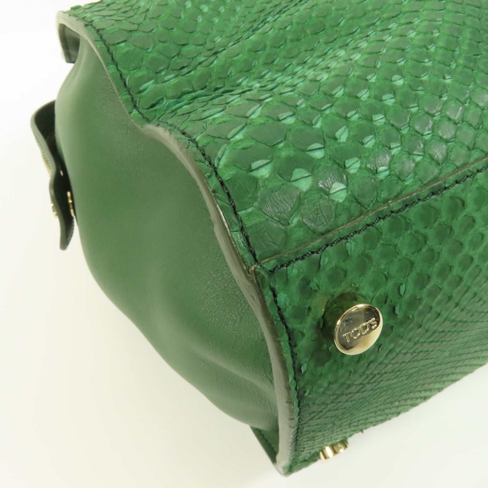 TOD'S 牛皮皮革/蛇皮皮革Tote Bag金扣手挽袋