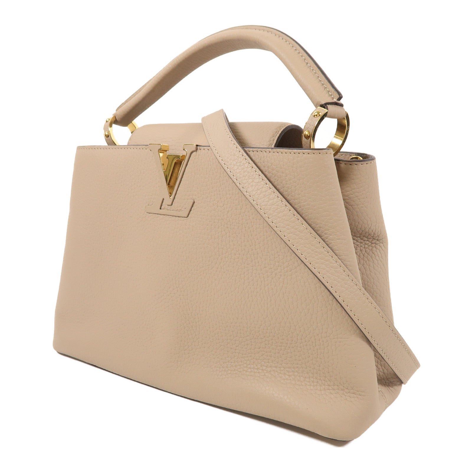 LOUIS VUITTON 牛皮皮革Capucines MM金扣手挽肩背兩用袋
