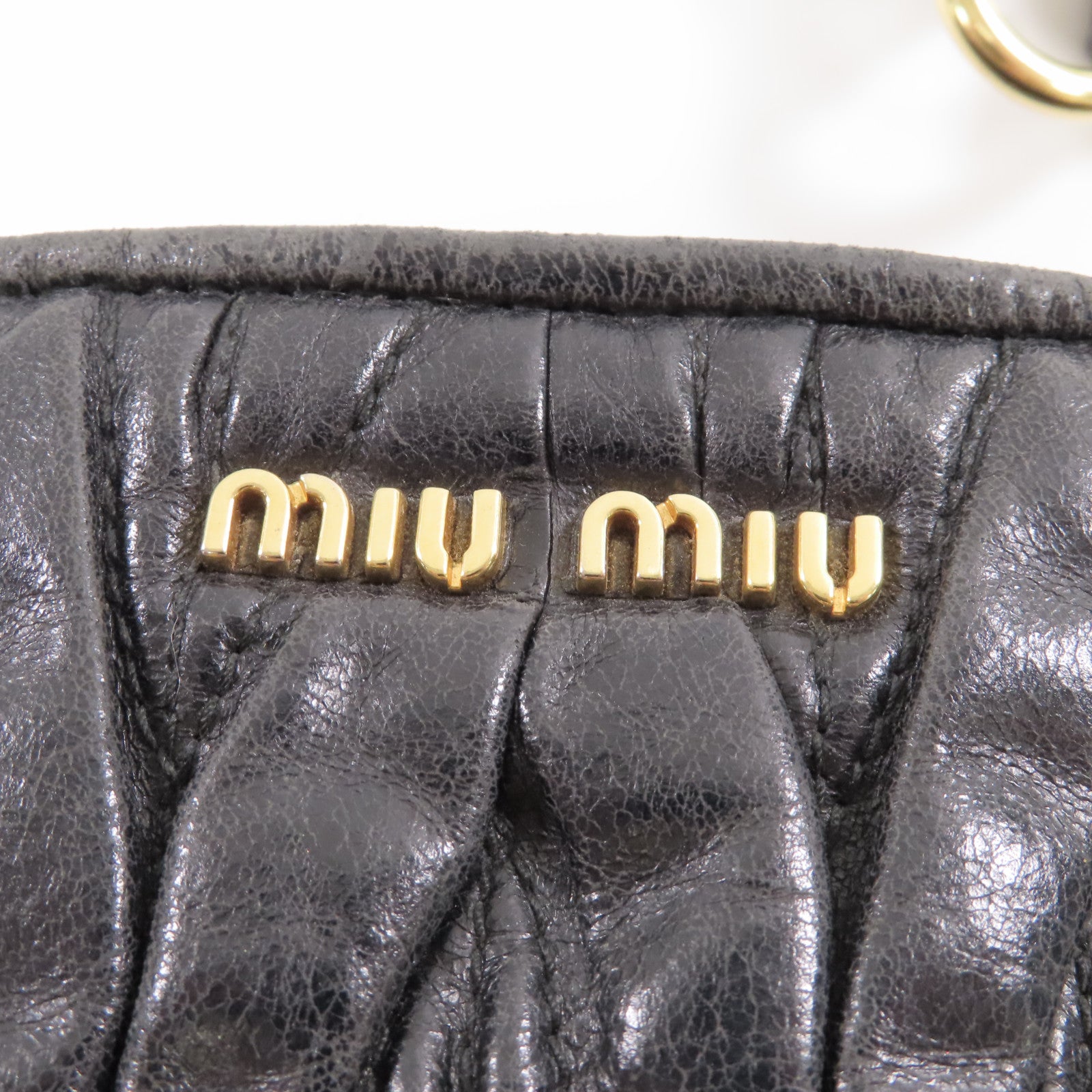 Miu Miu 牛皮皮革Shoulder Bag金扣肩背袋黑色