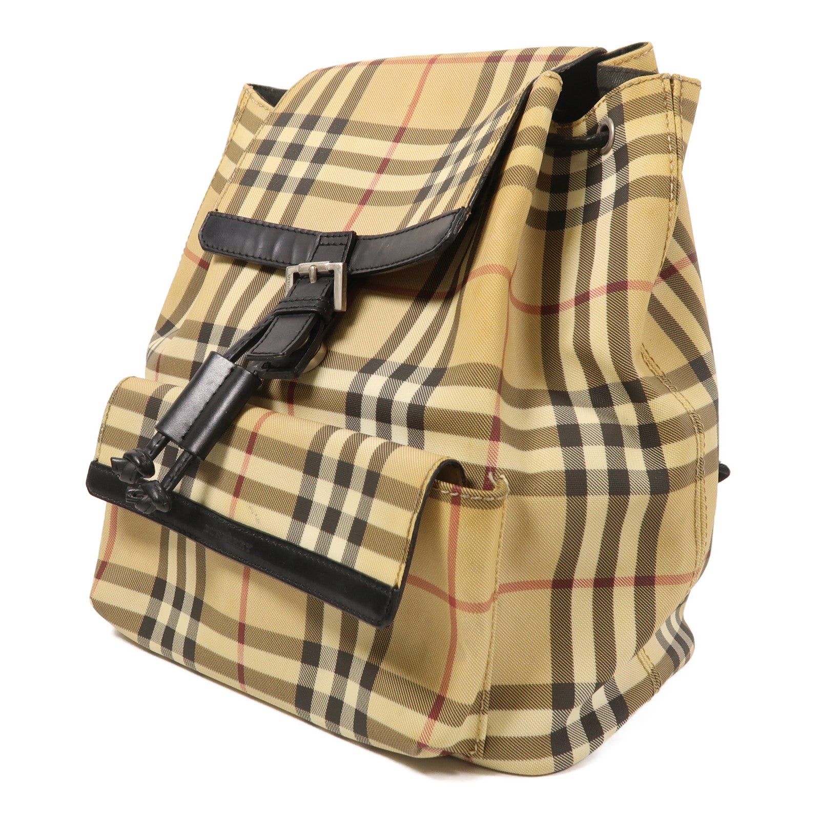 BURBERRY 塗層帆布Backpack銀扣背包