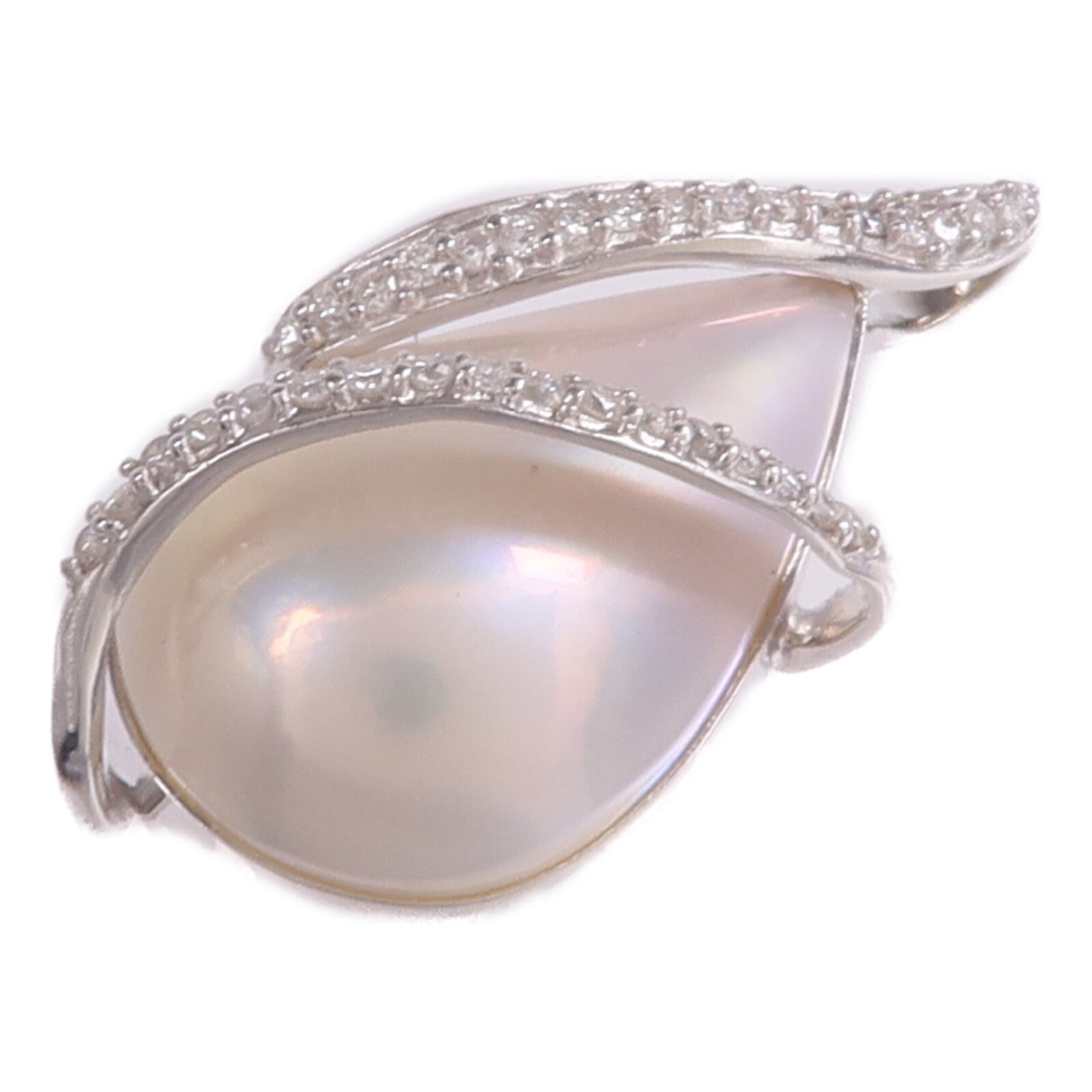 JEWELRY 18K白金Mother Of Pearl Diamond Pendant Top珍珠母貝/鑽石吊墜