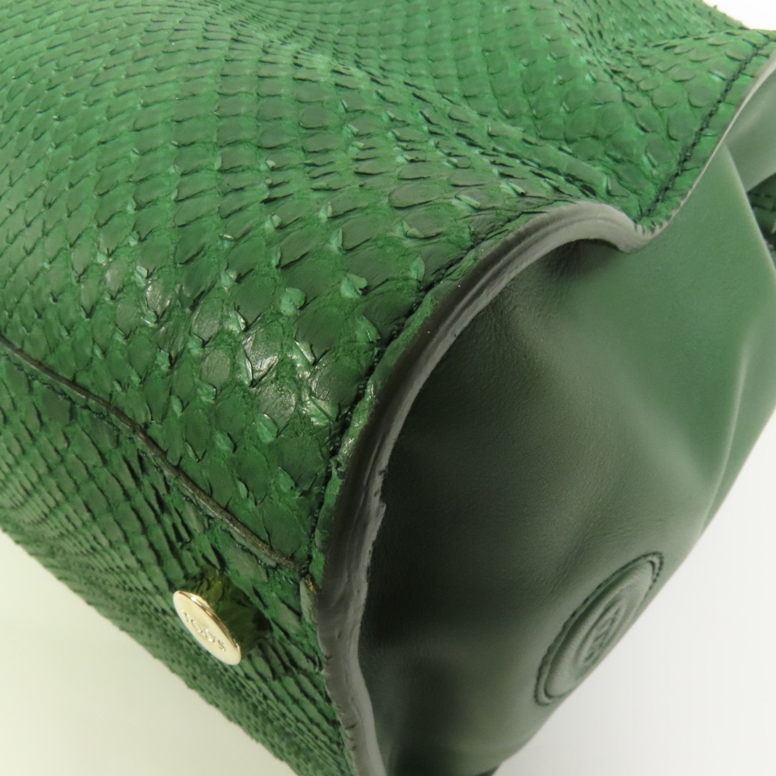 TOD'S 牛皮皮革/蛇皮皮革Tote Bag金扣手挽袋