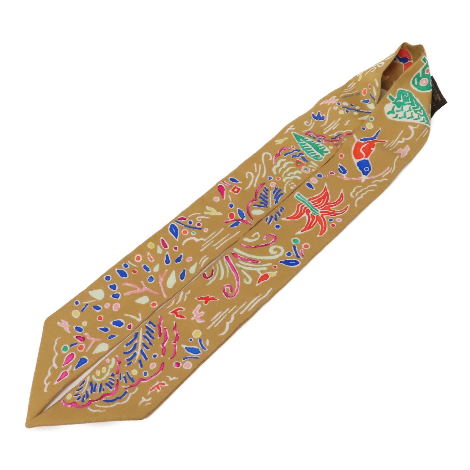 HERMES 【激減優惠】絲質Twilly絲巾金色