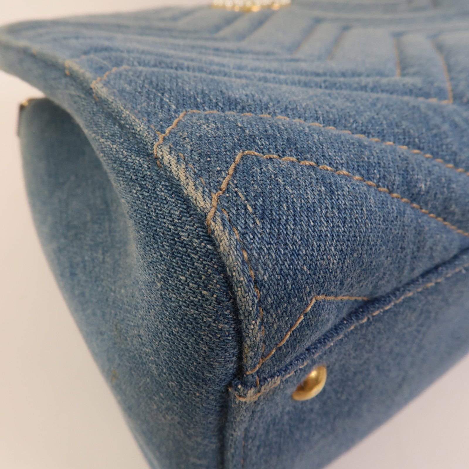 GUCCI Denim GG Marmont Matelasse手挽肩背兩用袋