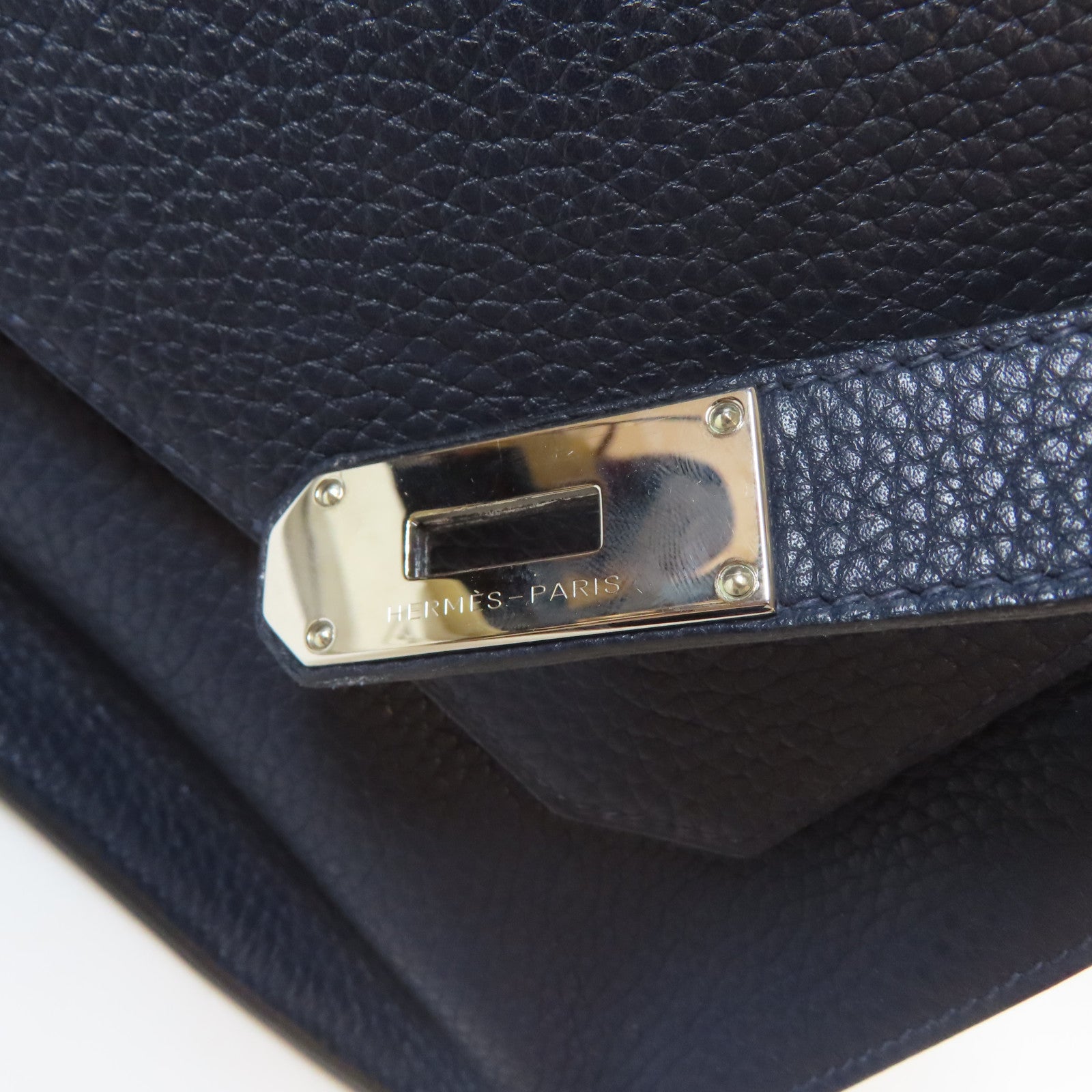 HERMES 【激減優惠】Clemence皮革Jypsiere 31銀扣肩背袋深夜藍色