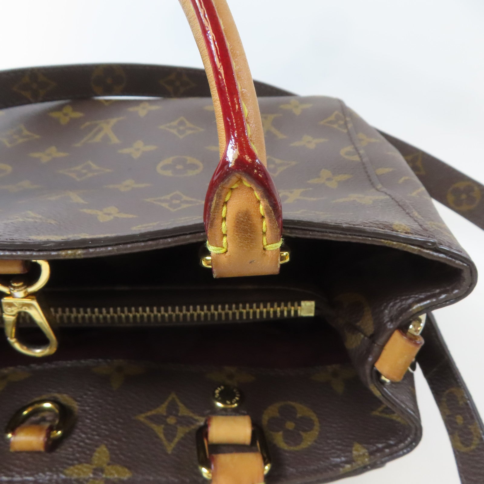 LOUIS VUITTON Monogram Montaigne金扣手挽肩背兩用袋啡色