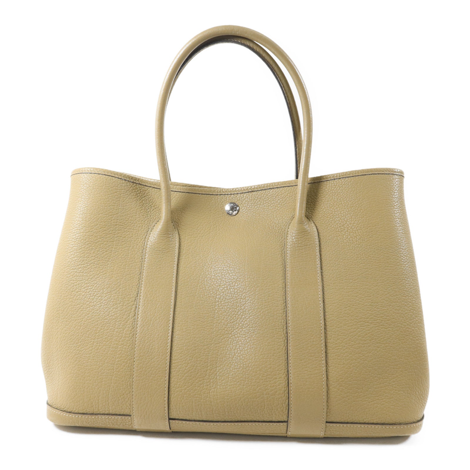 HERMES 【激減優惠】Negonda皮革GardenParty PM銀扣手挽袋Sauge