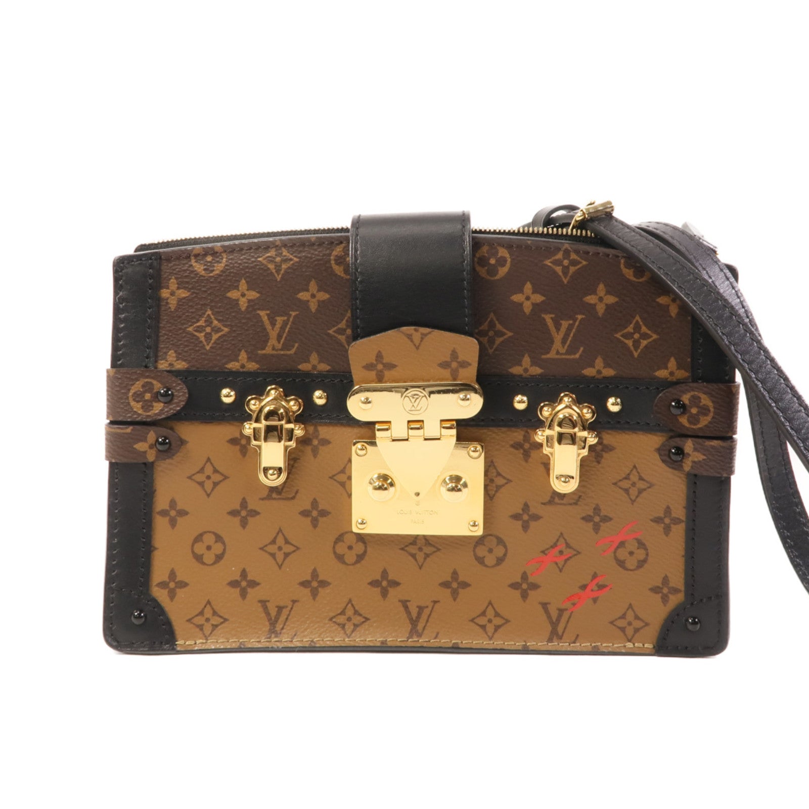 LOUIS VUITTON 【激減優惠】Monogram Reverse Trunk Clutch金扣肩背袋