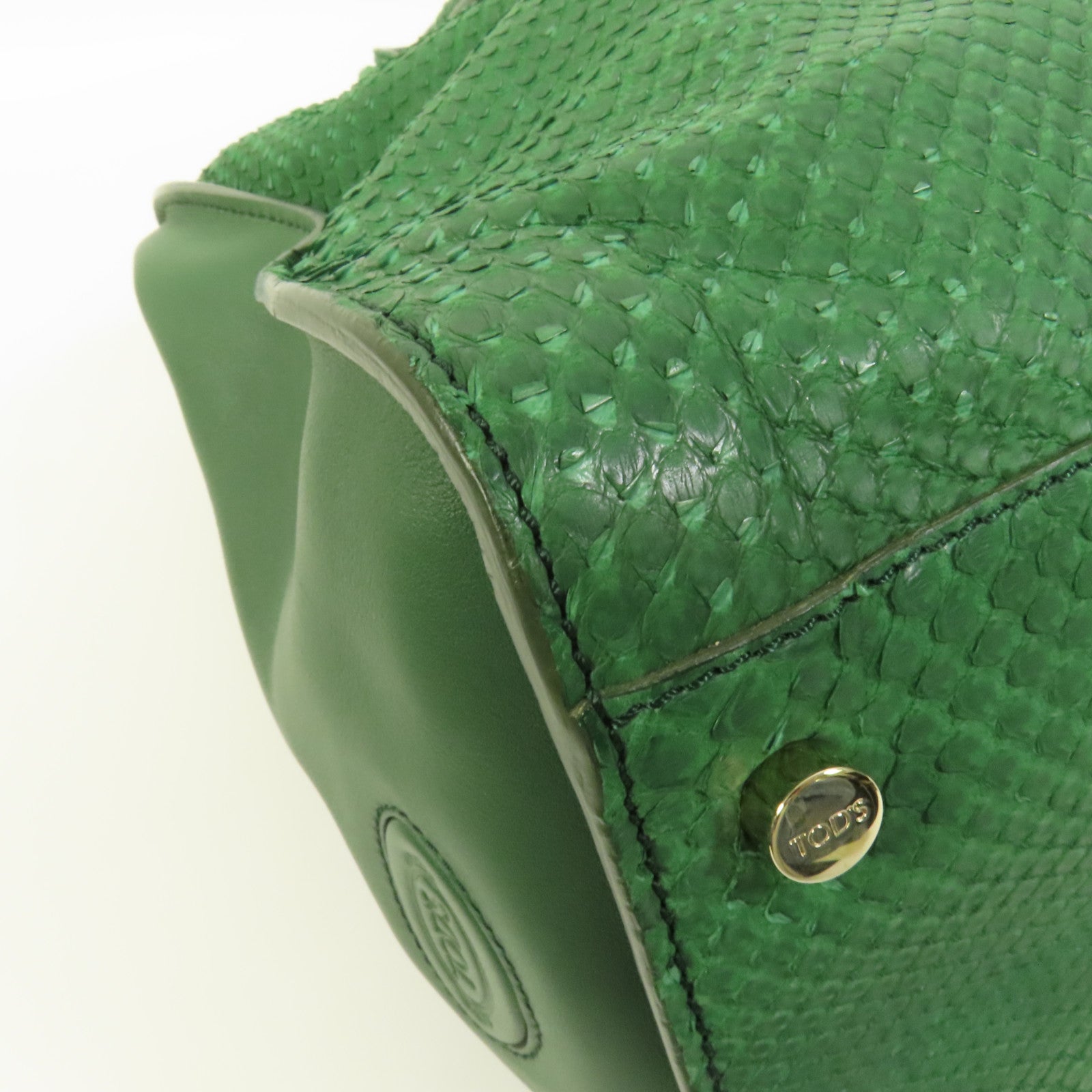 TOD'S 牛皮皮革/蛇皮皮革Tote Bag金扣手挽袋