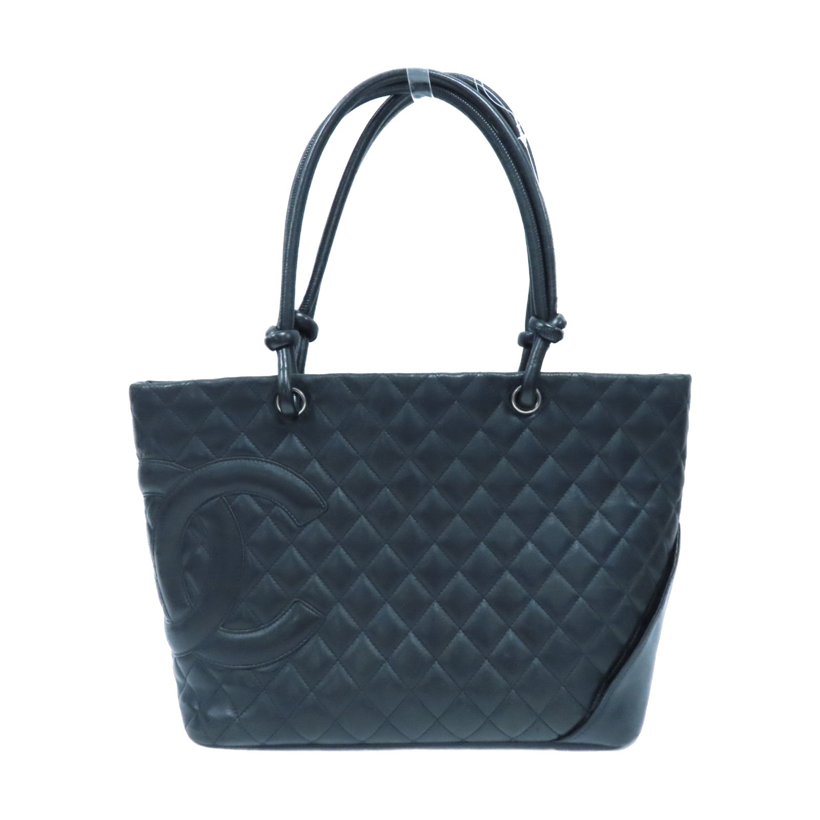 CHANEL 【激減優惠】菱格牛皮皮革Cambon Tote Bag銀扣手挽袋黑色