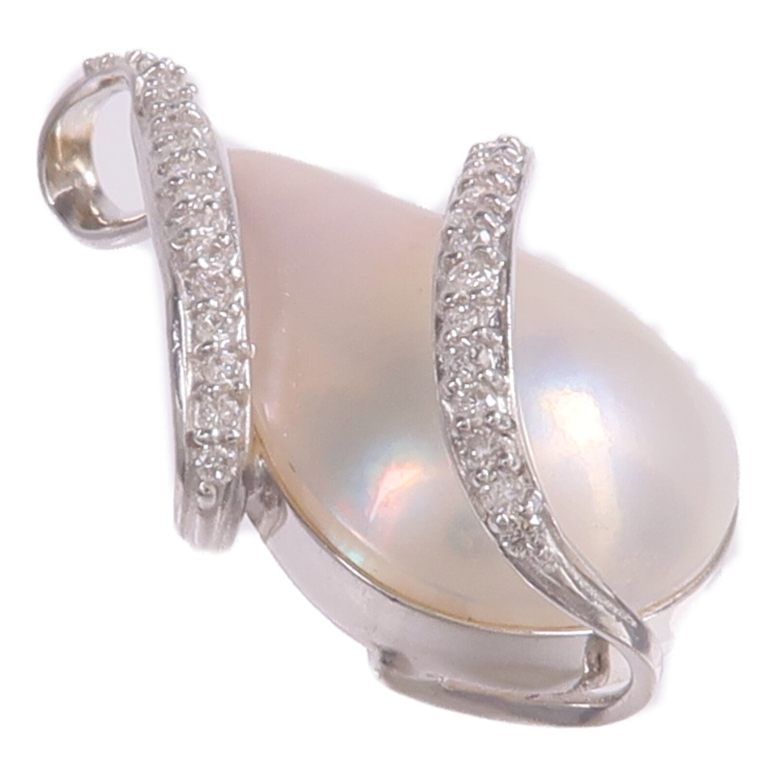 JEWELRY 18K白金Mother Of Pearl Diamond Pendant Top珍珠母貝/鑽石吊墜