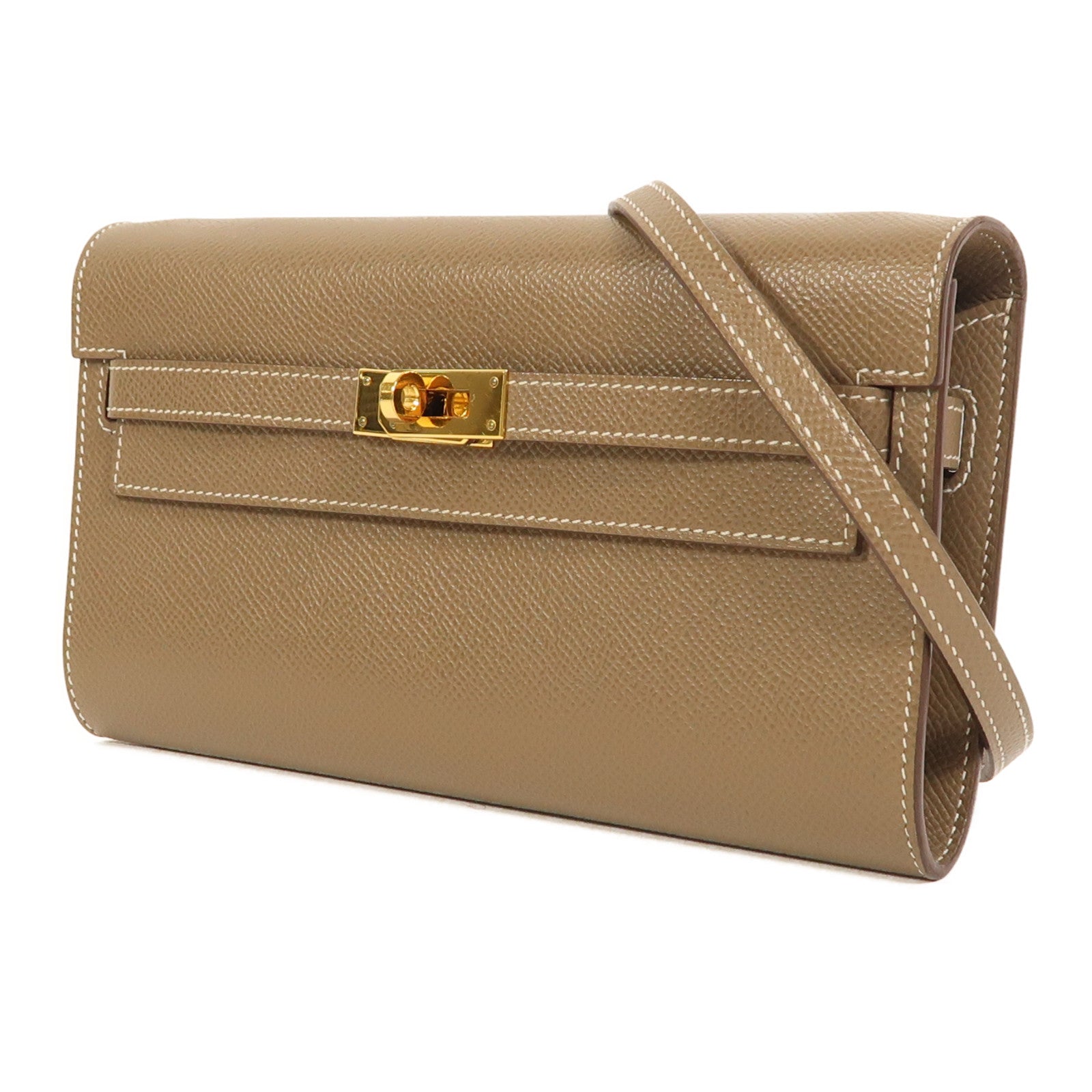 HERMES Epsom皮革Kelly To Go金扣肩背袋Etoupe