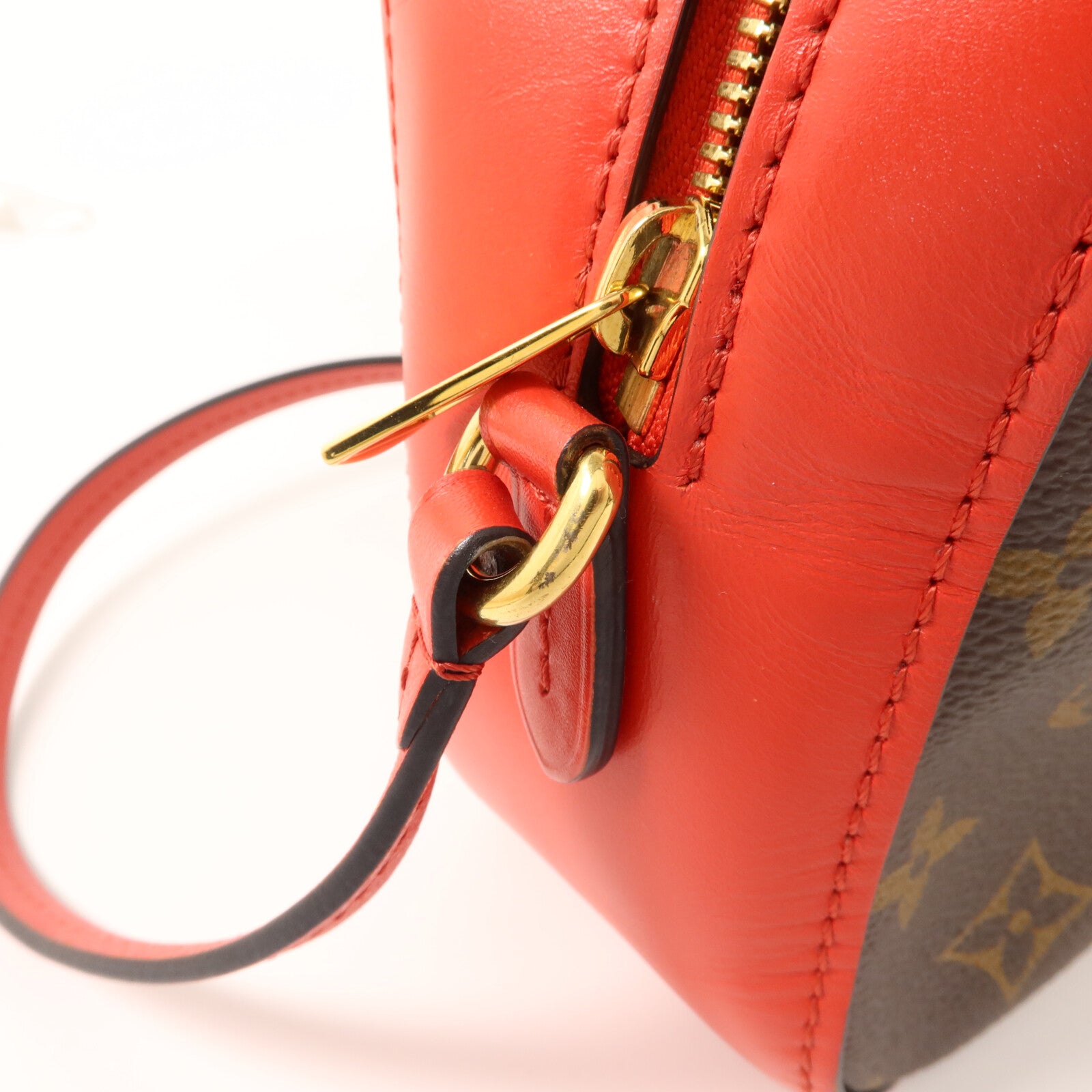 LOUIS VUITTON Monogram Saintonge金扣手挽肩背兩用袋棕色/紅色