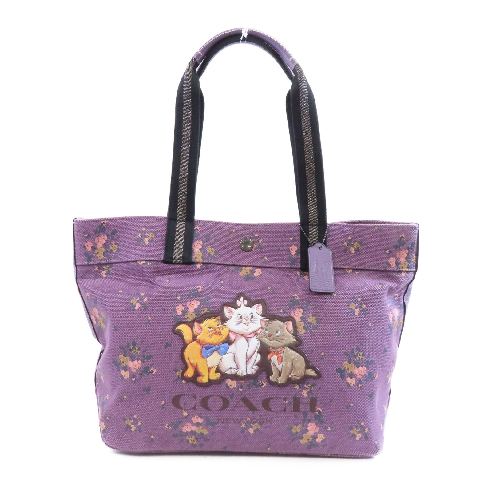 COACH 帆布Tote Bag銀扣手挽袋紫色