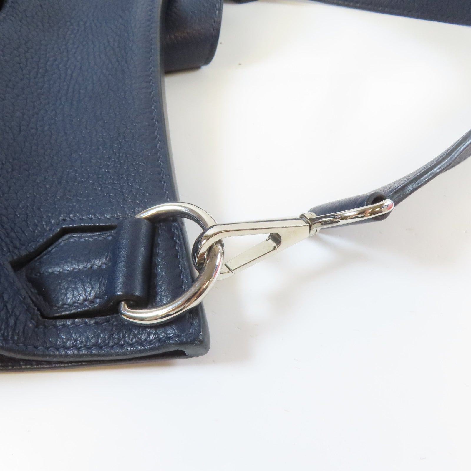 HERMES 【激減優惠】Clemence皮革Jypsiere 31銀扣肩背袋深夜藍色