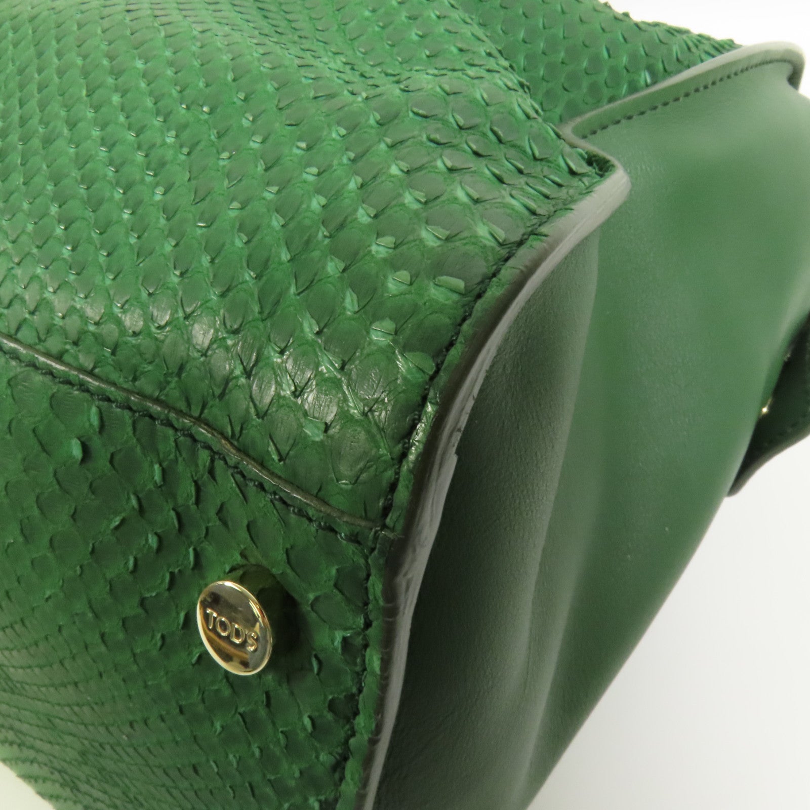 TOD'S 牛皮皮革/蛇皮皮革Tote Bag金扣手挽袋