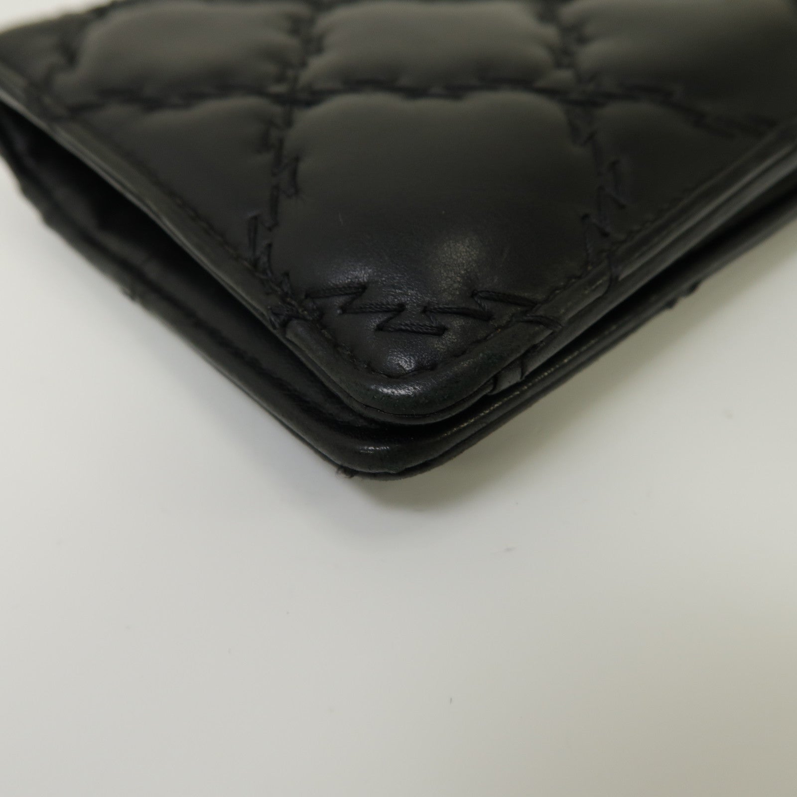 CHANEL 菱格牛皮皮革Long Wallet銀扣長錢包黑色