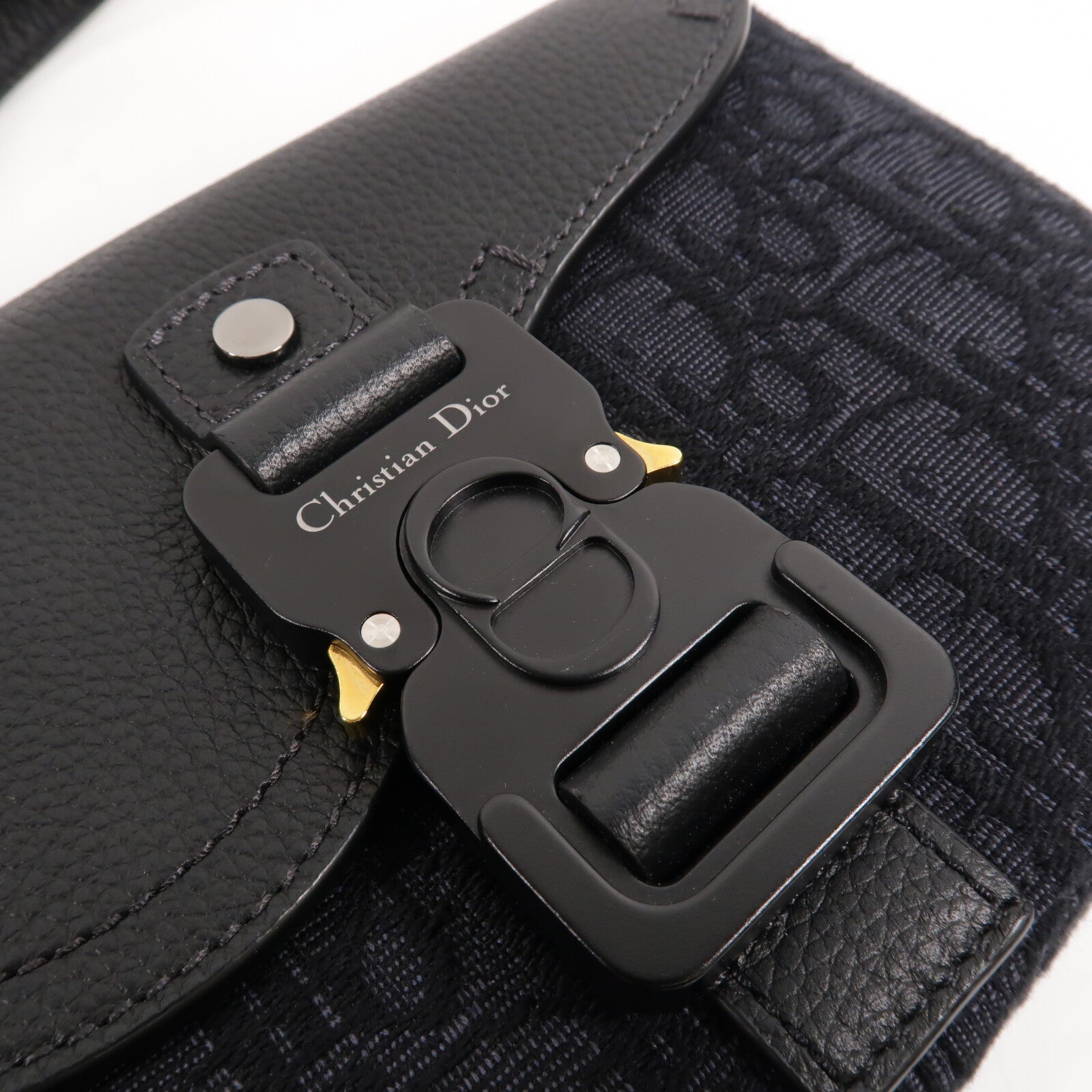 Dior 帆布/牛皮皮革Mini Saddle Messenger Bag with Flap肩背袋