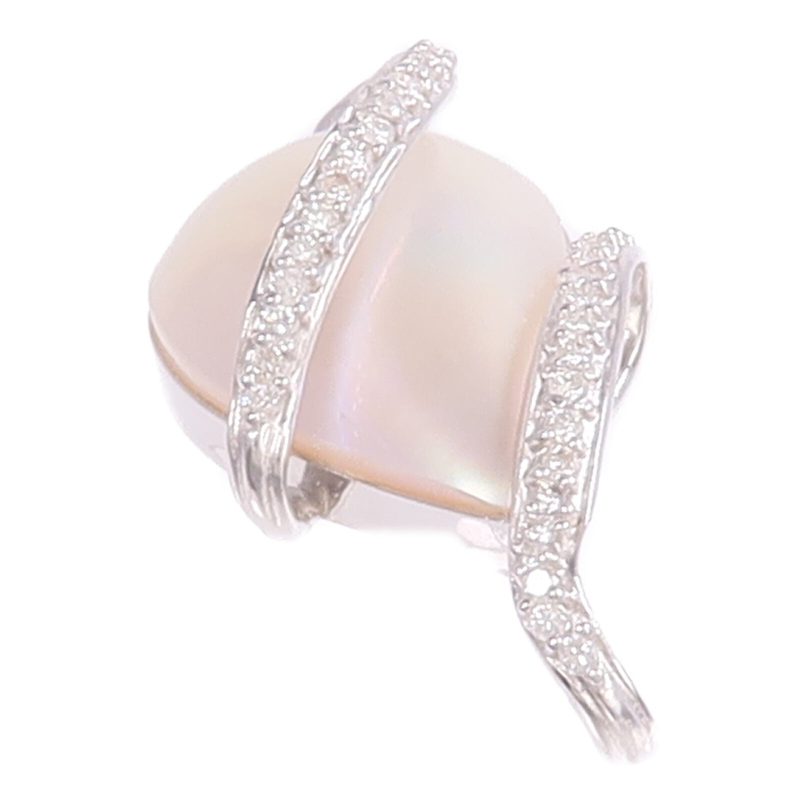 JEWELRY 18K白金Mother Of Pearl Diamond Pendant Top珍珠母貝/鑽石吊墜