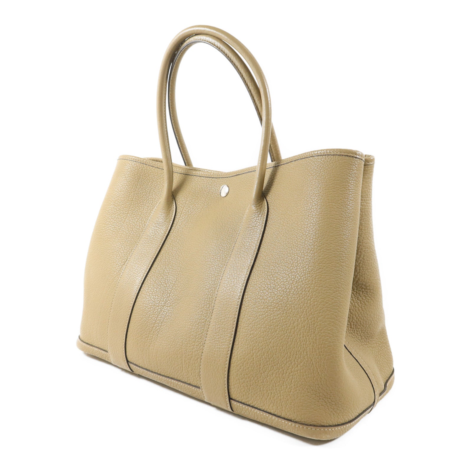 HERMES Negonda皮革GardenParty PM銀扣手挽袋Sauge