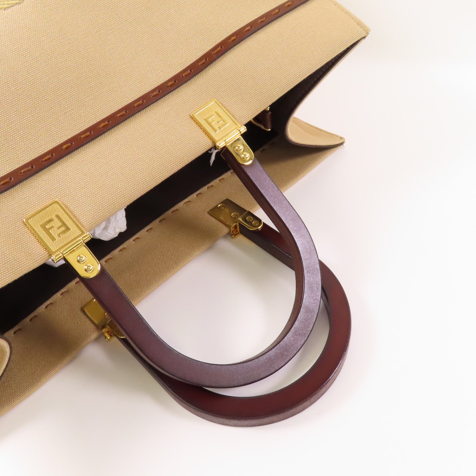 FENDI 【激減優惠】帆布Sunshine Medium金扣手挽肩背兩用袋