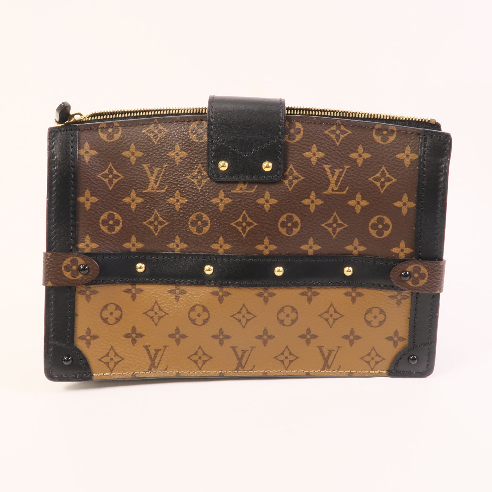 LOUIS VUITTON 【激減優惠】Monogram Reverse Trunk Clutch金扣肩背袋
