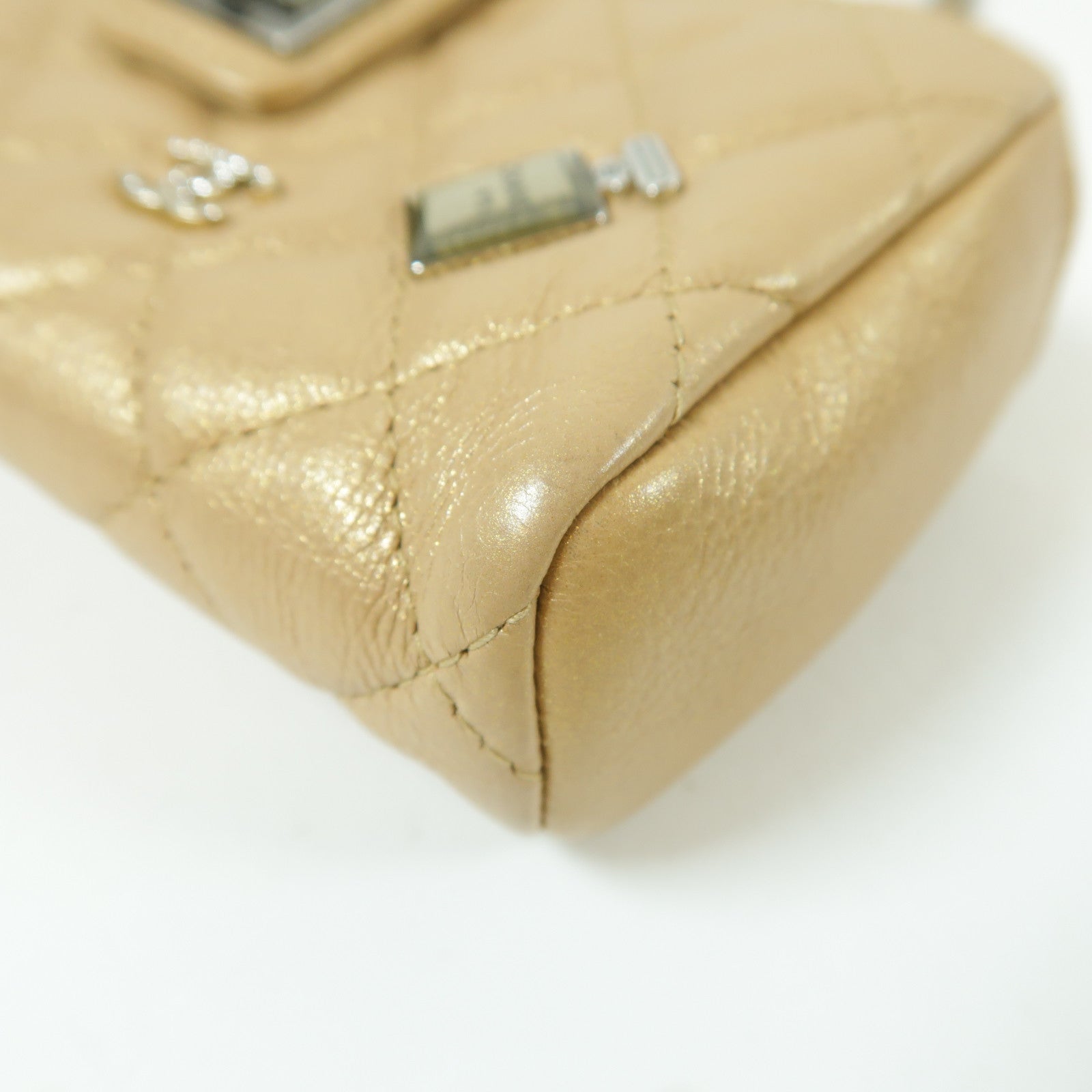 CHANEL 【激減優惠】菱格Caviar皮革Chain Shoulder銀扣鏈帶肩背袋金色