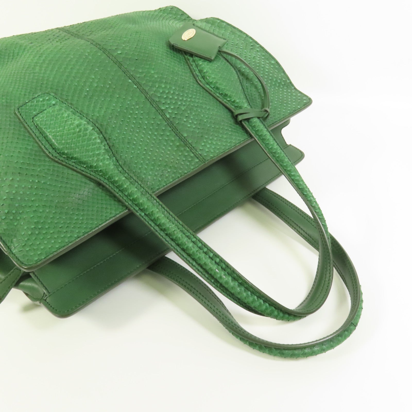 TOD'S 牛皮皮革/蛇皮皮革Tote Bag金扣手挽袋