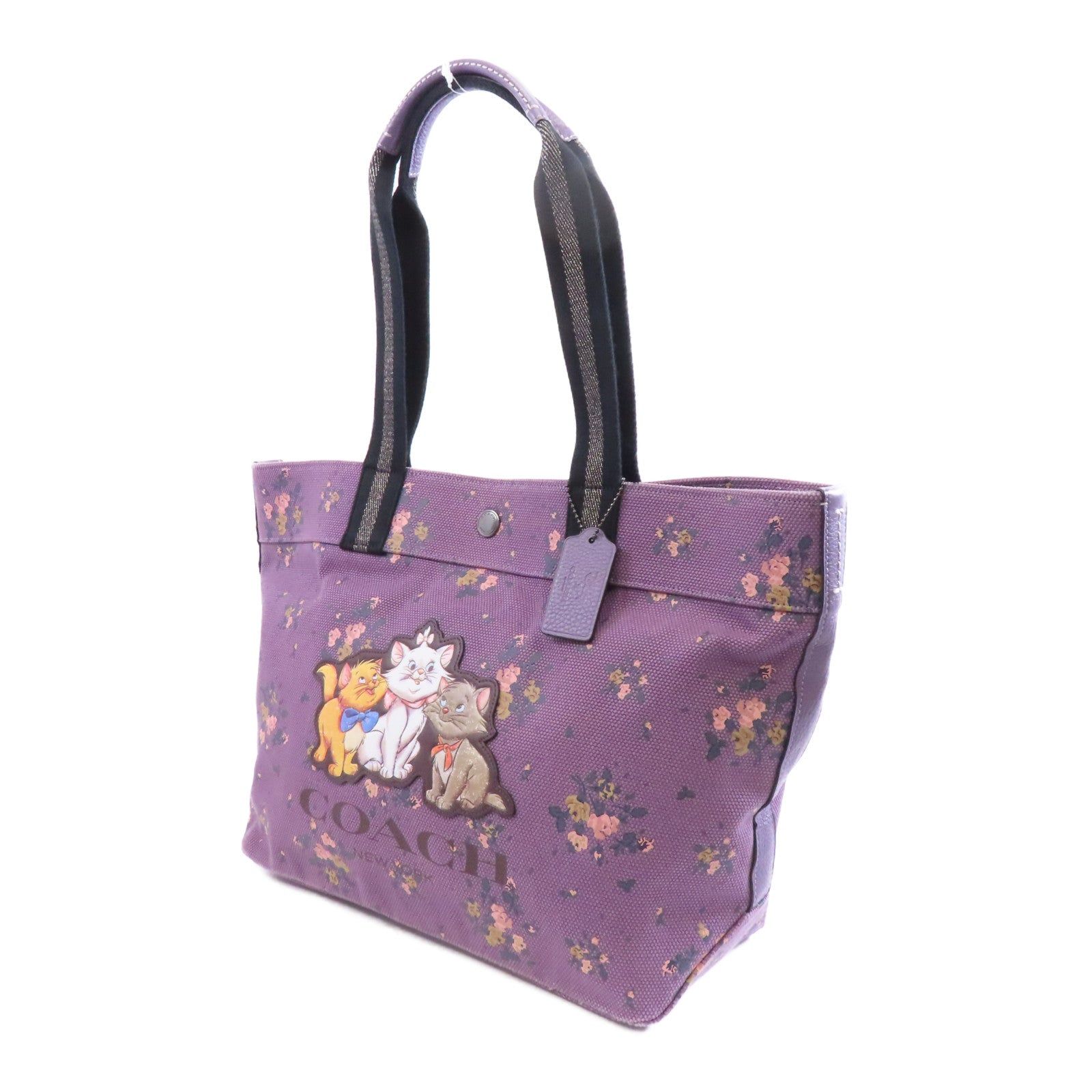 COACH 帆布Tote Bag銀扣手挽袋紫色