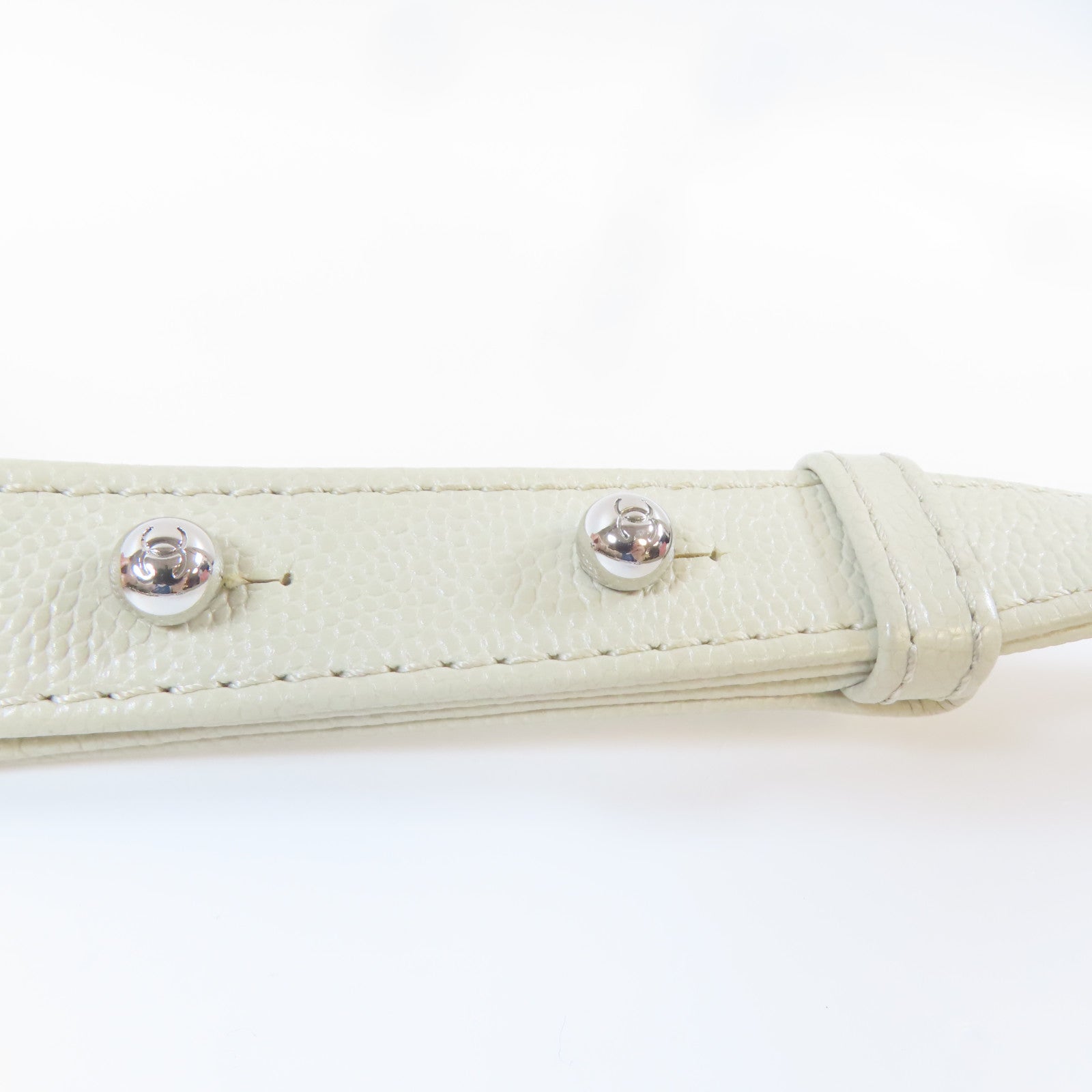 CHANEL 帆布Chain Shoulder Bag銀扣鏈帶手挽肩背兩用袋灰色/白色