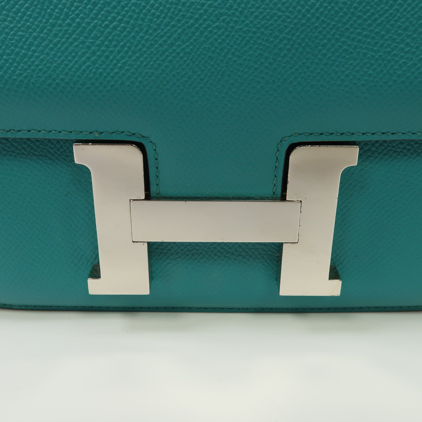 HERMES 【激減優惠】Epsom皮革Constance 24銀扣肩背袋7F/Bleu Paon孔雀藍色