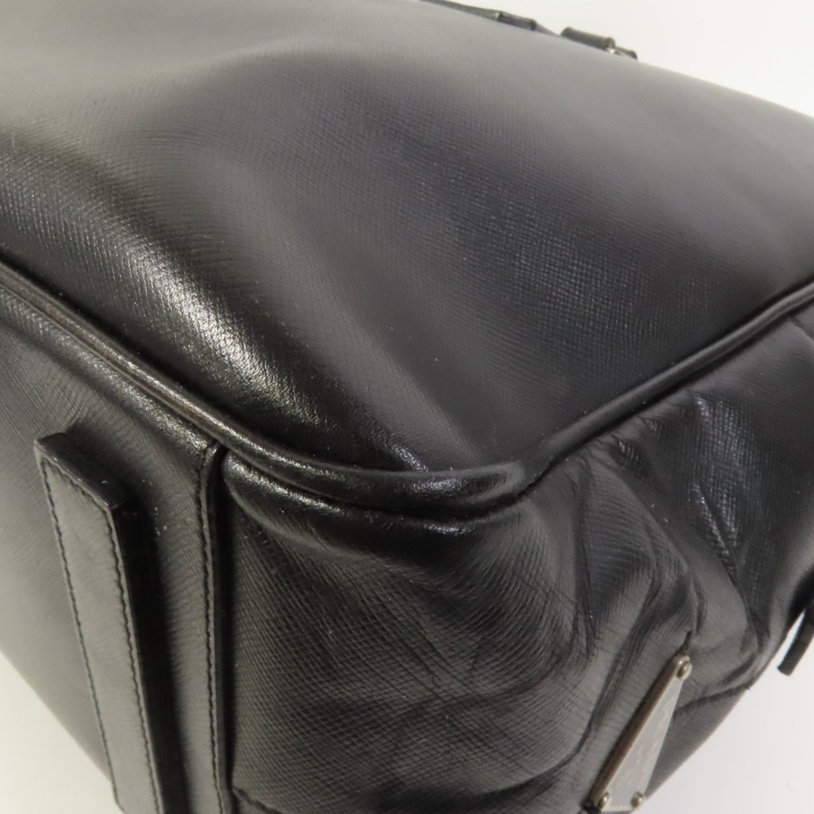 PRADA 牛皮皮革Briefcase銀扣手挽袋