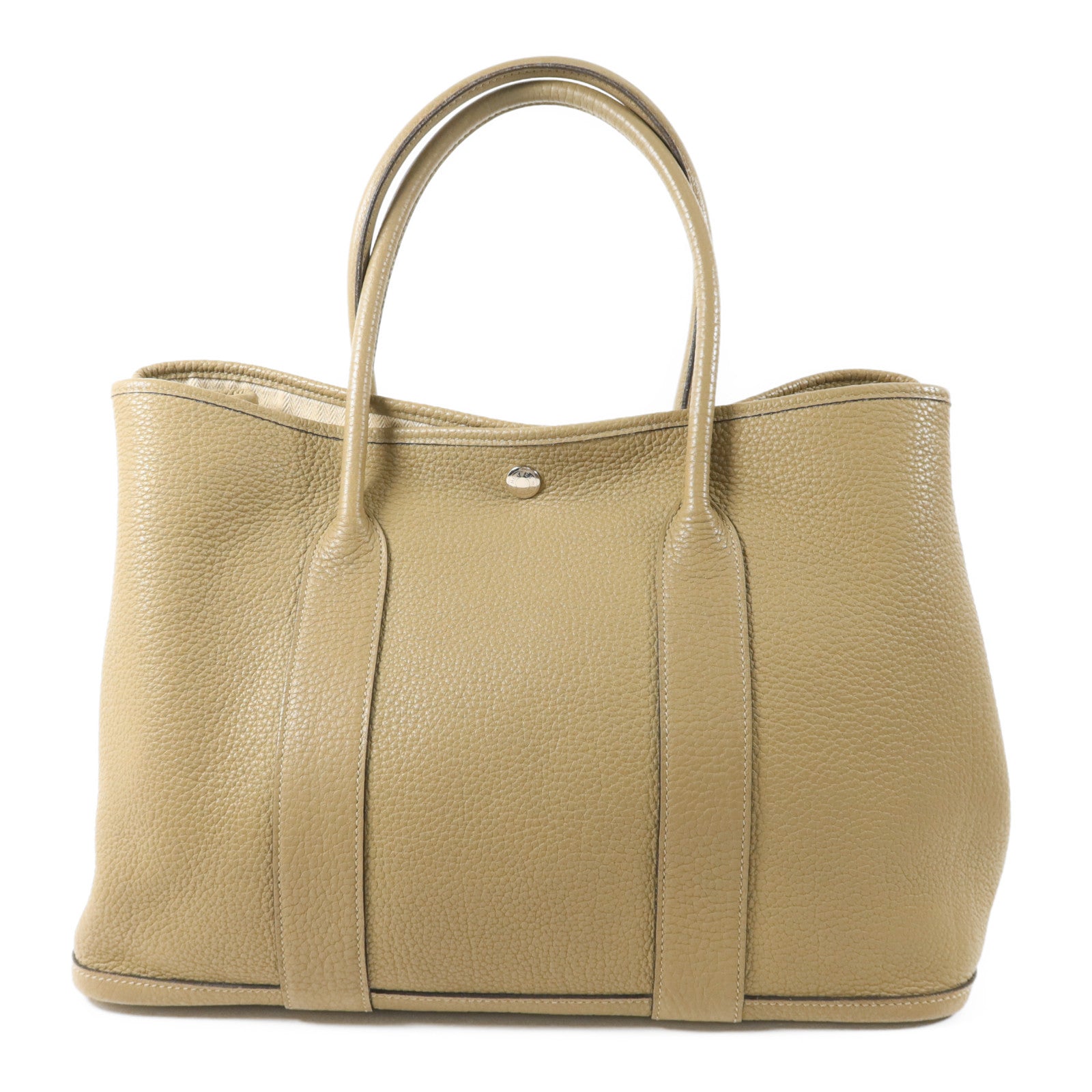 HERMES Negonda皮革GardenParty PM銀扣手挽袋Sauge