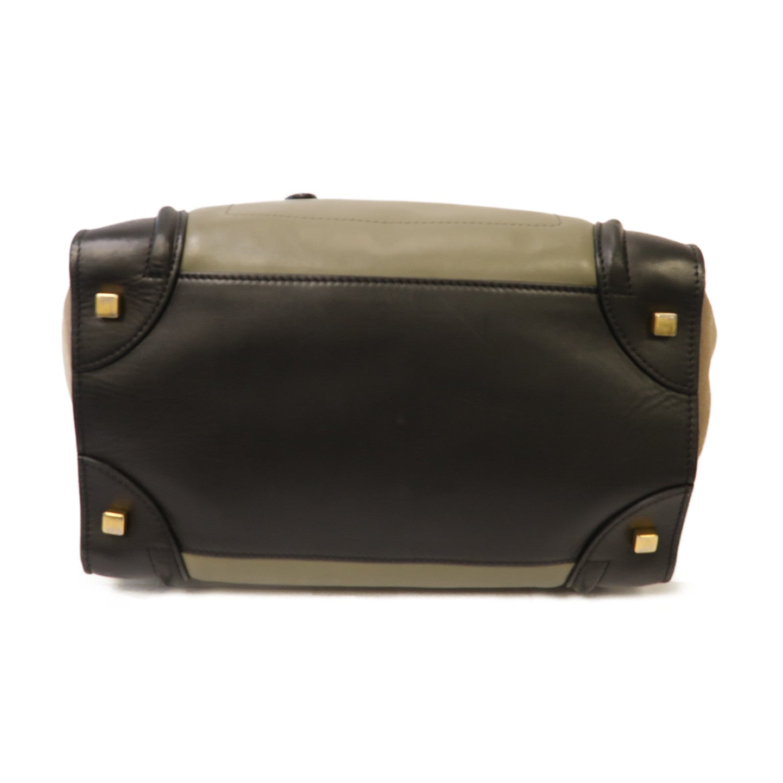 CELINE 牛皮皮革Luggage Bag金扣手挽袋黑色/綠色/灰色