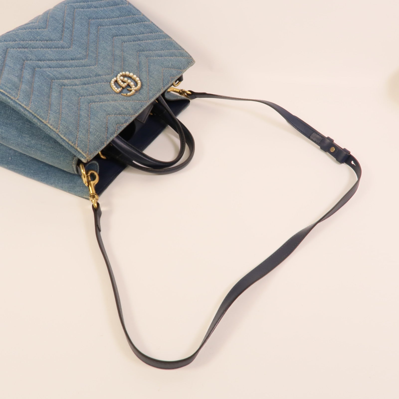 GUCCI Denim GG Marmont Matelasse手挽肩背兩用袋