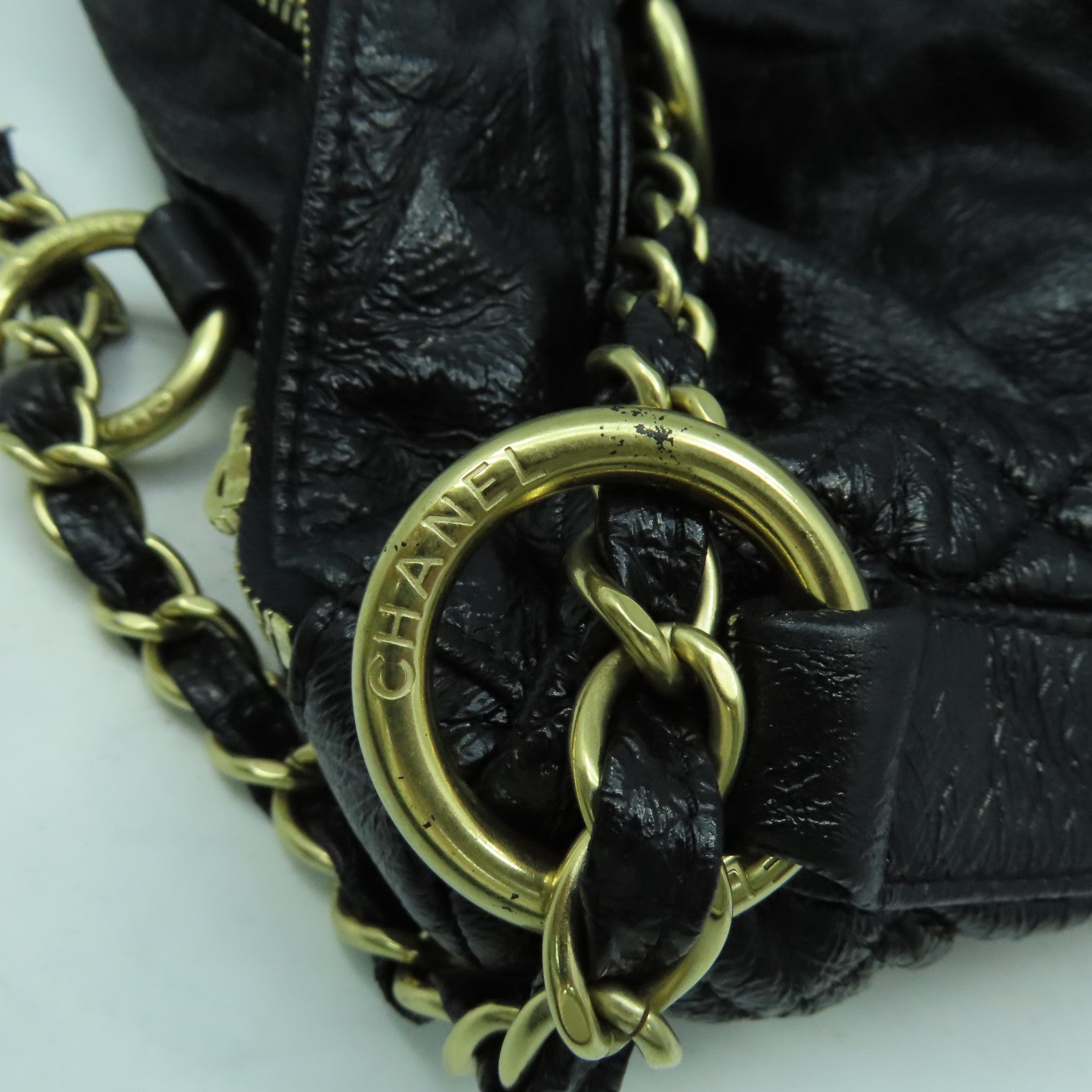 CHANEL 【激減優惠】菱格羊皮皮革Chain Shoulder金扣鏈帶肩背袋黑色