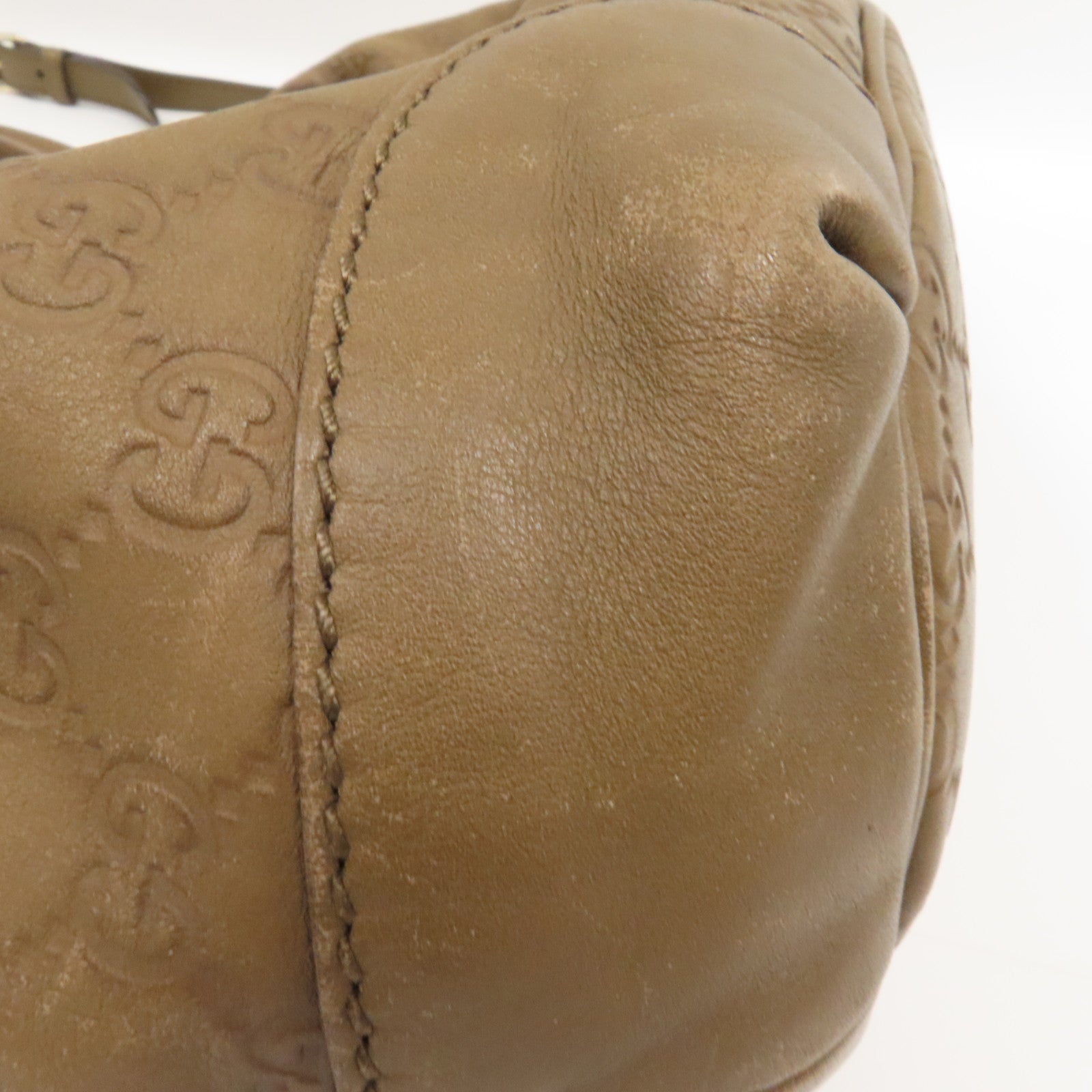 GUCCI 牛皮皮革2 Way Shoulder銀扣手挽肩背兩用袋啡色