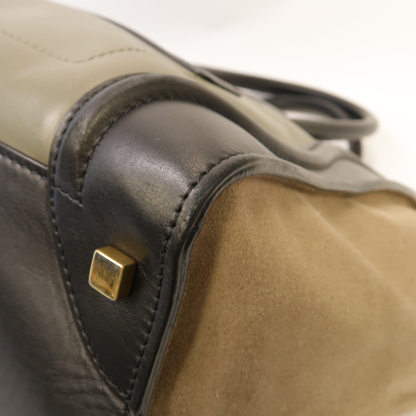 CELINE 牛皮皮革Luggage Bag金扣手挽袋黑色/綠色/灰色