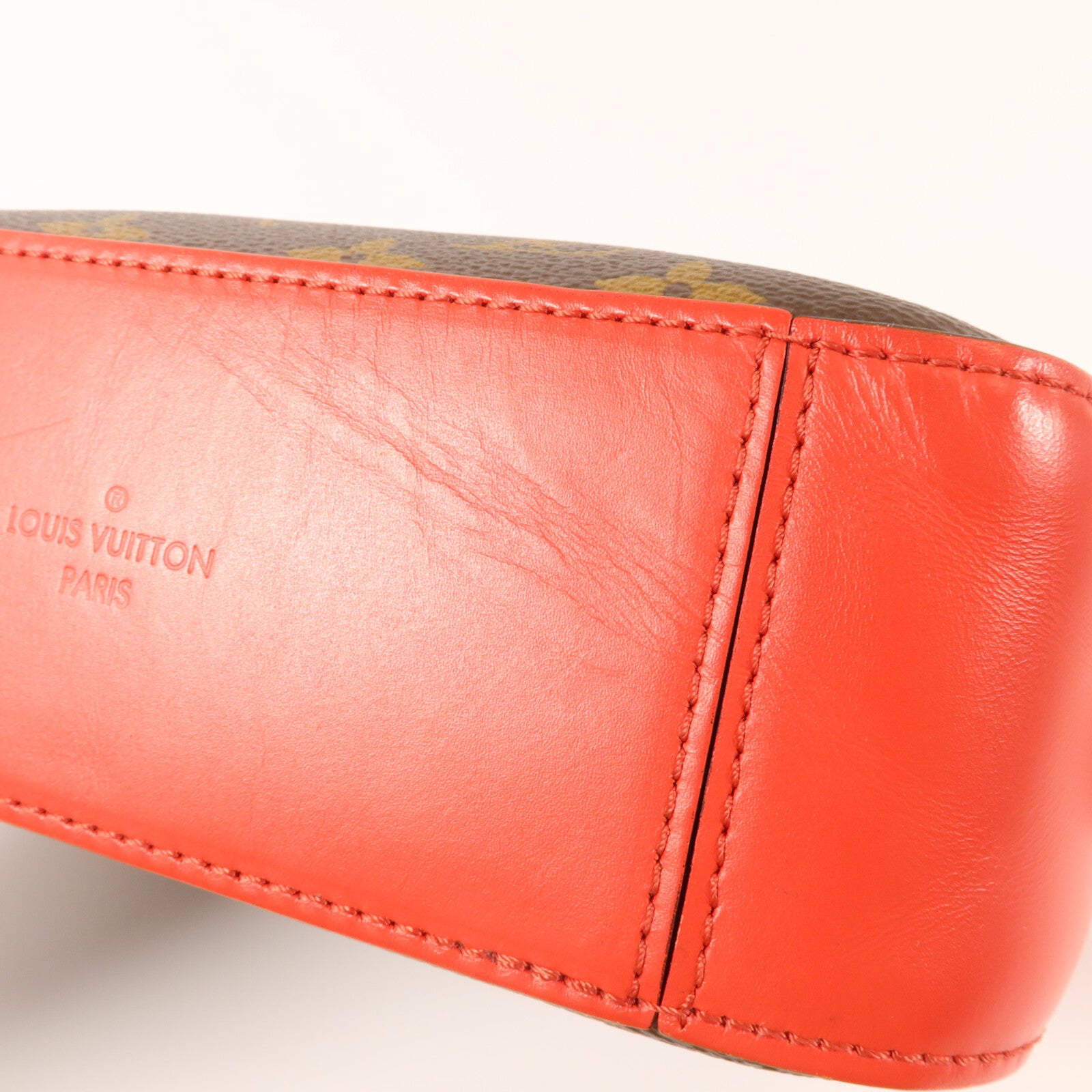 LOUIS VUITTON Monogram Saintonge金扣手挽肩背兩用袋棕色/紅色