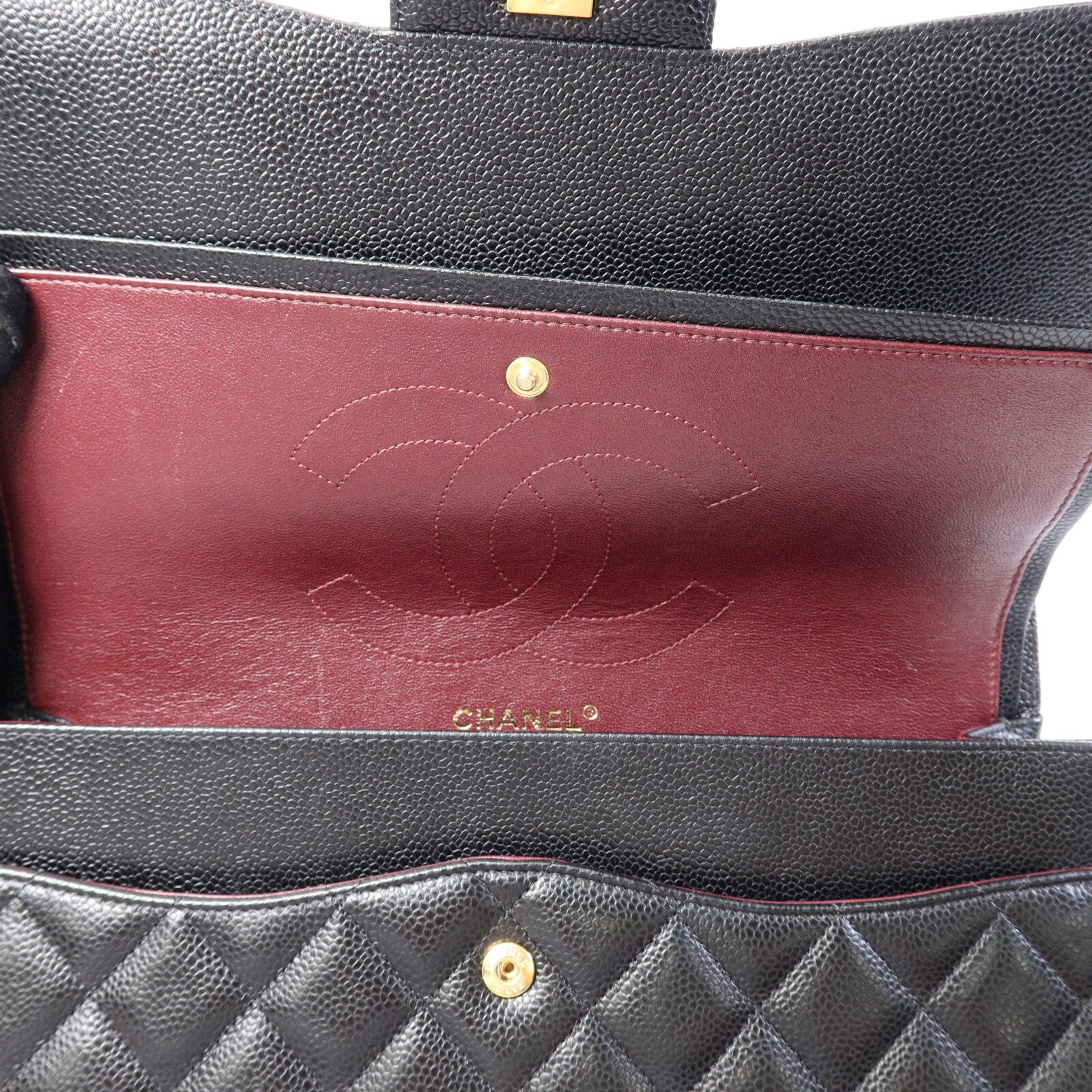 CHANEL 牛皮皮革Large Classic鏈帶肩背袋